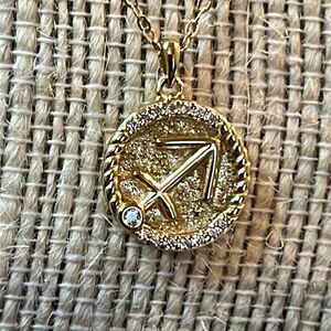 Sagittarius Zodiac Necklace 17” 14K YG / Sterling Silver All About Gift Box